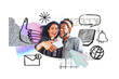 © Rawpixel.com - Couple taking selfie png element, social media doodle remix, transparent background