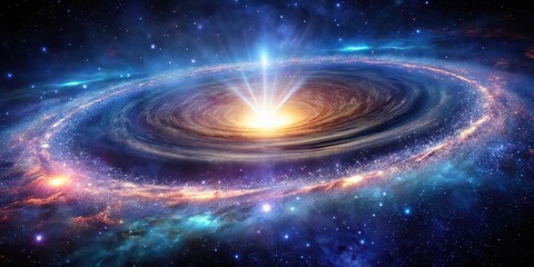 Wall Mural - vivid photo of a quasar at the center of a distant galaxy, showcasing an astronomical marvel, quasar