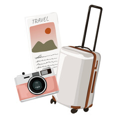 Poster - Travel essentials png, aesthetic illustration, transparent background