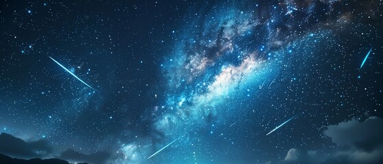 Wall Mural - Design a surreal night sky with shooting stars and a clear space for text