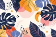 © Tim - tropical leaves hand drawn doodle style on white background