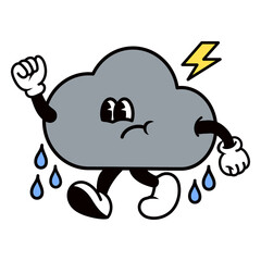 Wall Mural - raining cloud png, weather cartoon character illustration, transparent background