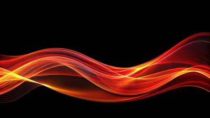 Red and orange wave pattern on a black background, wave, pattern, red, orange, black, abstract, vibrant, colorful, fluid