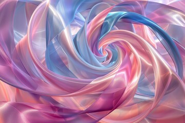 Poster - abstract painting featuring a swirling pattern of pink and blue colors, a swirling pattern of satin 