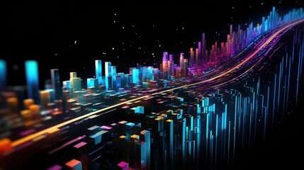 Wall Mural - Abstract Cityscape with Glowing Lines