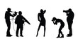 © dovla982 - Handsome woman posing paparazzo crew photographers vector silhouette illustration isolated. Fashion pose attractive girl shape. Sexy lady. Female figure shadow. glamour top model. Cameraman on casting