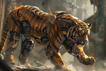 Wall Mural - Tiger Saibot with metal body and advanced engine
