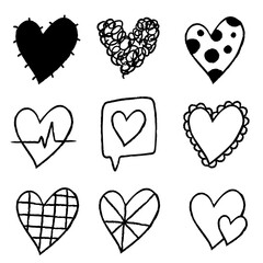 Wall Mural - Png heart icons set, simple doodle in hand-drawn style