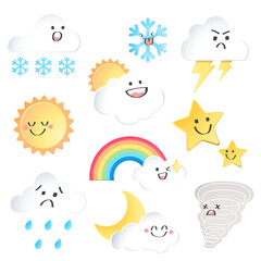 Canvas Print - Weather png sticker collage, 3d cute transparent flat clipart collection