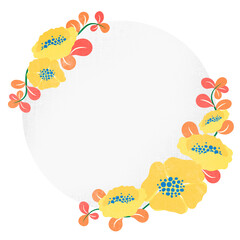 Wall Mural - Border png, flower sticker illustration, flat design spring frame