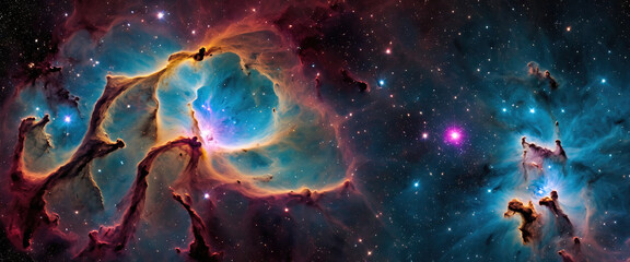 Wall Mural - Illustrative depiction of an fictitious space nebulae in deep space in the universe