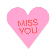 Sticker - Heart shape stickers png transparent, miss you text