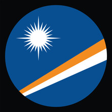 Circle badge Marshall Islands flag button vector illustration isolated. National symbol. Roundel Marshall Islands flag emblem banner.