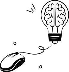 Wall Mural - Brain inside lightbulb with mouse showing innovative thinking modern concept vector