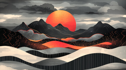 Abstract sunset art painting texture background. 