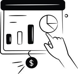 An icon of business graphical presentation, vector of statistical presentation