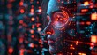 © admin_design - A digital portrait of a woman, her face composed of glowing data and circuits.