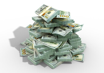 Wall Mural - Stacks of US dollar notes. bundles of United States currency bills isolated on transparent background