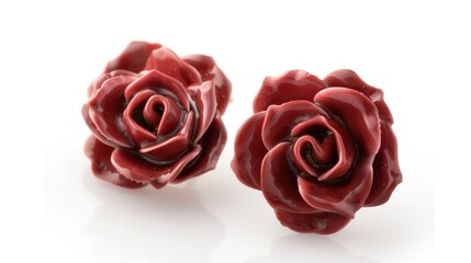 Sticker - Pair of rose shaped earrings set against a white backdrop