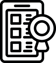 Poster - Black and white icon of a mobile phone with a magnifying glass scanning information