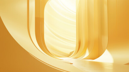 Canvas Print - 3d architecture shapes with gold yellow wall and sunlight, empty space wallpaper