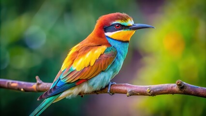 Wall Mural - Beautiful bird with vibrant feather colors perched on a tree branch , avian, wildlife, nature, colorful, plumage, wings, feathers