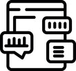 © ylivdesign - Line art icon of website traffic analysis with data chart in speech bubble