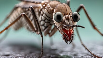 Wall Mural - Closeup macro shot of Aedes Aegypti mosquito,