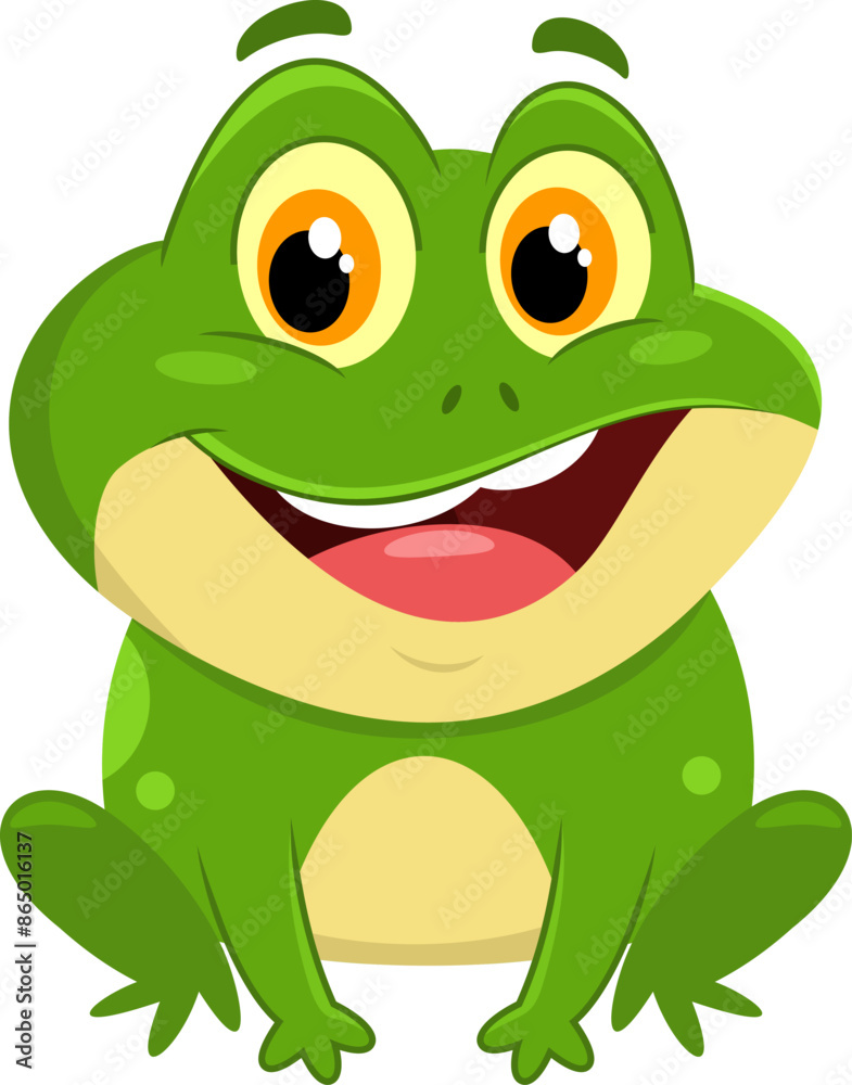 Cute Frog Animal Cartoon Character. Vector Illustration Flat Design ...