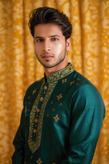 Canvas Print - young handsome man wearing traditional kurta