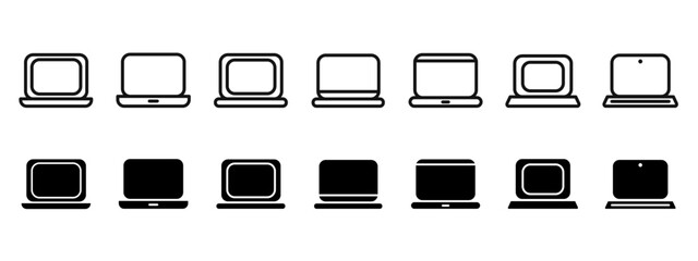 Fototapete - Laptop icons collection, laptop icons set, laptop icon sheet, collection of laptops or Chromebooks in different styles and editable formats