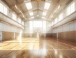 © Maaz - interior of modern white and wooden high school gymnasium with indoor basketball court stock photo contest winner, high resolution