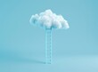 © Maaz - ladder leading to cloud on blue background minimal concept of success and dream, white cotton clouds in shape of ladder isolated on pastel color background