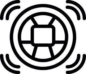 Poster - Simple icon of a sensor detecting a signal, in a bold outline style