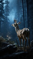 Wall Mural - deer in the woods HD 8K wallpaper Stock Photographic image