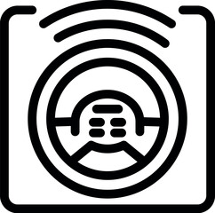 Poster - Icon of a self driving system with a sensor sending information to a steering wheel