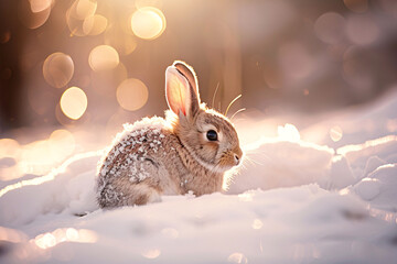 a rabbit in the snow