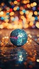 Sticker - golden disco ball HD 8K wallpaper Stock Photographic image