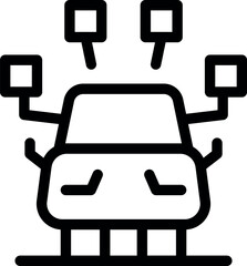 Poster - line icon of a self driving car using a sensor system