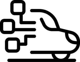 Poster - Line art icon of a self driving car speeding down the road, representing the future of transportation