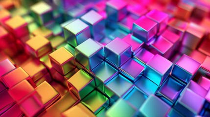 Wall Mural - A colorful image of many different colored cubes