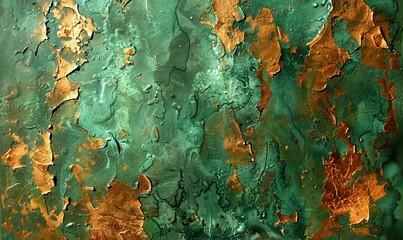 Wall Mural - Textured Canvas Alive with Earthy Greens and Burnished Gold Highlights