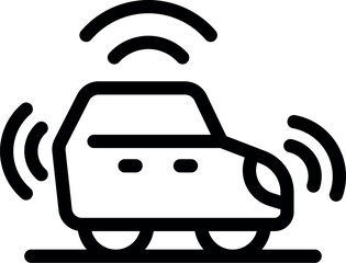 Sticker - Self driving car is using a wireless connection to navigate the road