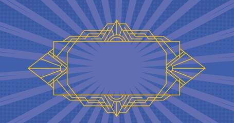 Poster - Image of yellow frame with copy space over lines on blue background