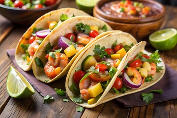 mexican tacos with beef tomatoes avocado chilli