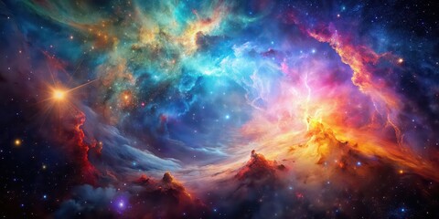 Wall Mural - vibrant hues of a mesmerizing nebula with cosmic dust and gas creating a breathtaking spectacle of c