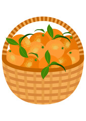 Poster - Wicker brown basket full of oranges