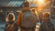© Oleksandr - A tense morning scene: parents and children rush to the school entrance