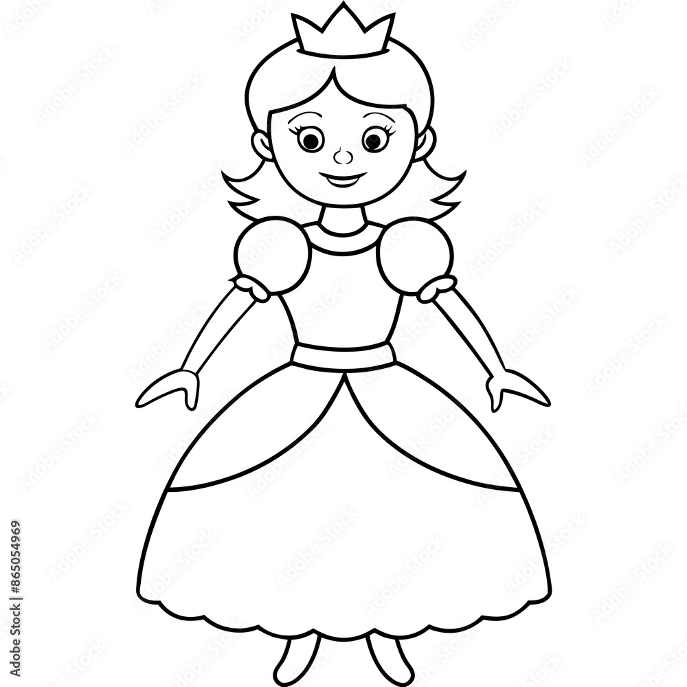 Princess Coloring Page for kids, Kids Drawing, Princess with different ...