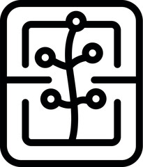 Poster - Black outline icon representing a plant growing in a monitored environment